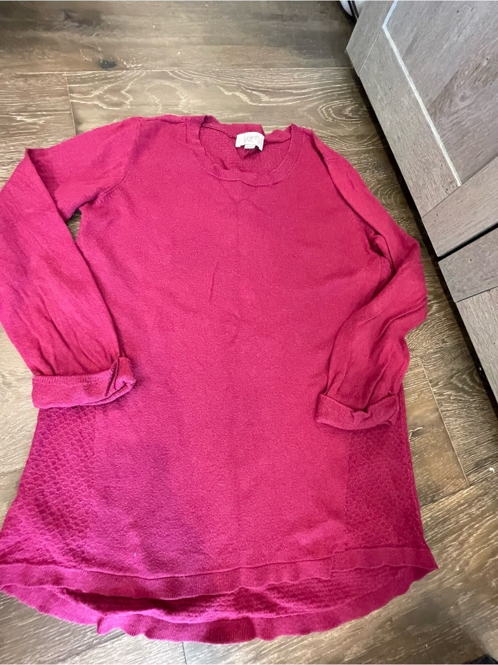 LOFT Outlet Raspberry Crewneck Knit Top